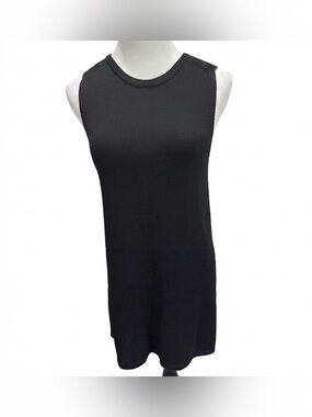 Tart Collection Black Ribbed Sleeveless Scoop Neck Long Top Tunic Dress Medium